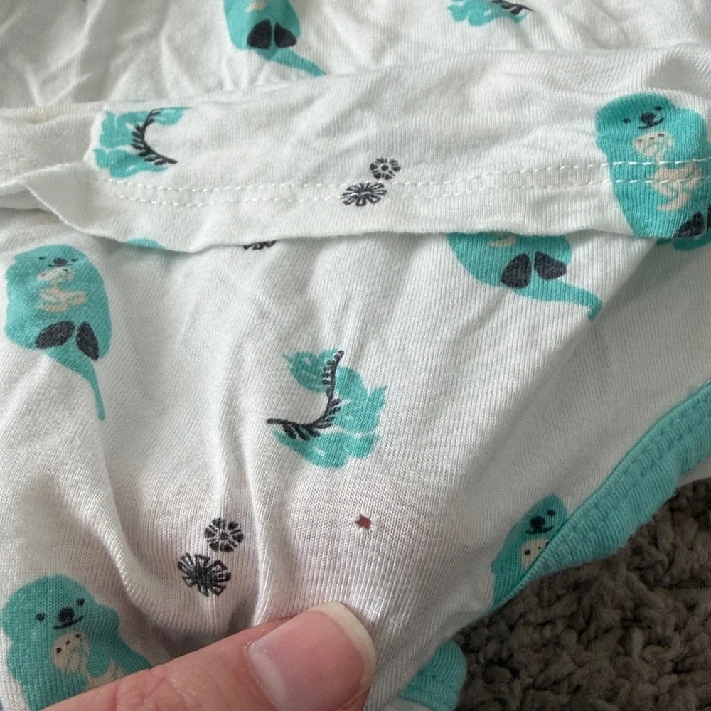 Kyte Baby Blue Otter Robin Cuddle Print Bamboo Bodysuit Twirl Dress